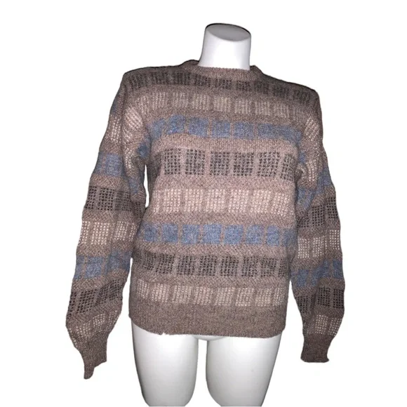 Vintage Michael Jordan Men’s Wool Sweater L Brown Blue Checked Knit Pullover